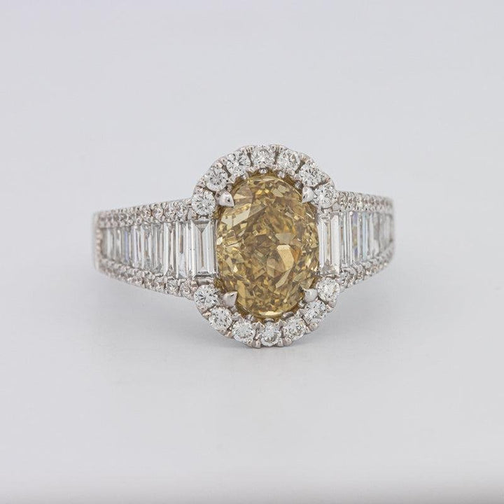 2 CT Fancy Deep Yellow Oval Halo Solitaire - ZIZOV DIAMONDS