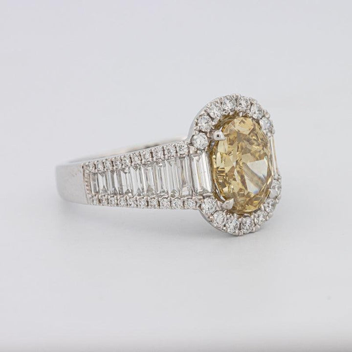 2 CT Fancy Deep Yellow Oval Halo Solitaire - ZIZOV DIAMONDS