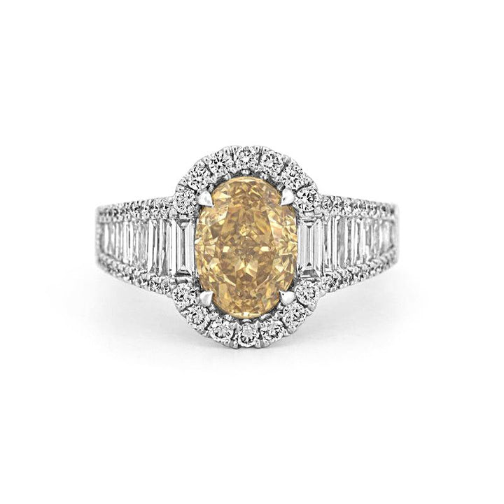2 CT Fancy Deep Yellow Oval Halo Solitaire - ZIZOV DIAMONDS