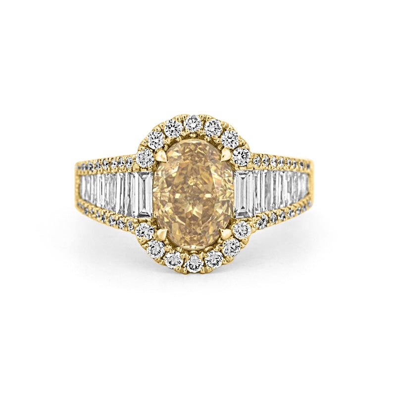2 CT Fancy Deep Yellow Oval Halo Solitaire - ZIZOV DIAMONDS