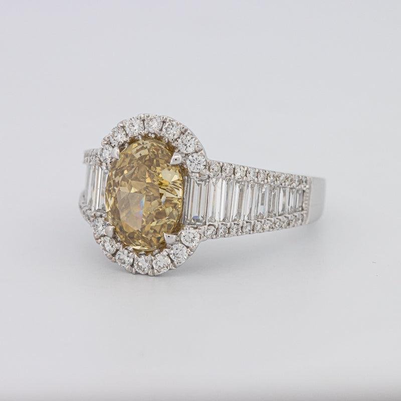 2 CT Fancy Deep Yellow Oval Halo Solitaire - ZIZOV DIAMONDS