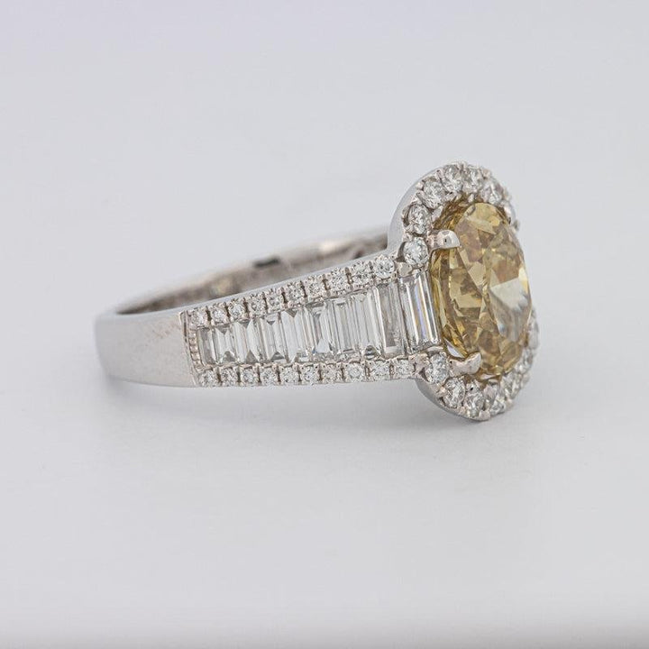 2 CT Fancy Deep Yellow Oval Halo Solitaire - ZIZOV DIAMONDS