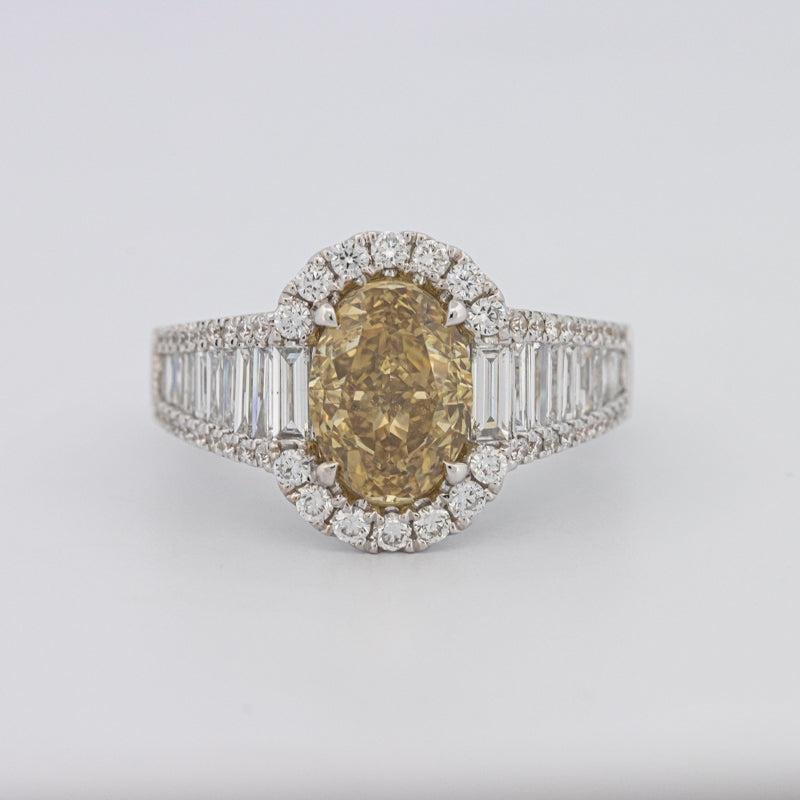 2 CT Fancy Deep Yellow Oval Halo Solitaire - ZIZOV DIAMONDS