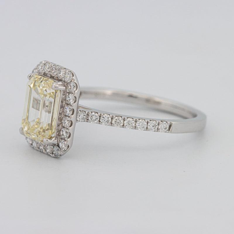 2 CT Fancy Light Yellow Emerald Cut Halo Solitaire - ZIZOV DIAMONDS