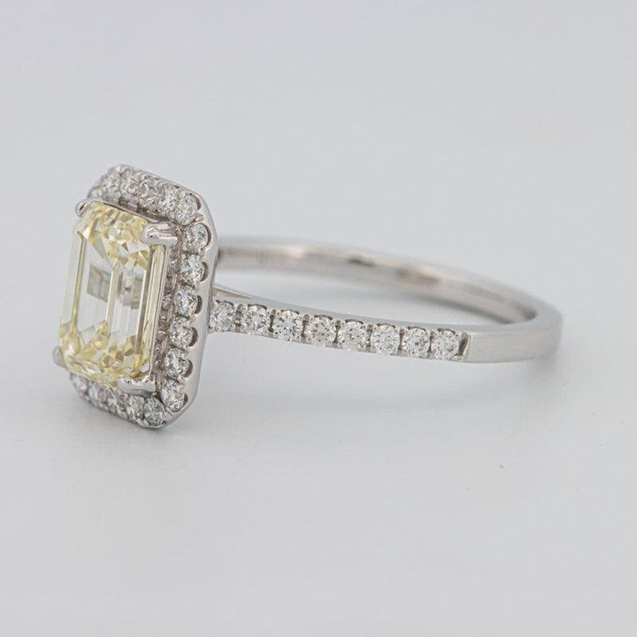 2 CT Fancy Light Yellow Emerald Cut Halo Solitaire - ZIZOV DIAMONDS