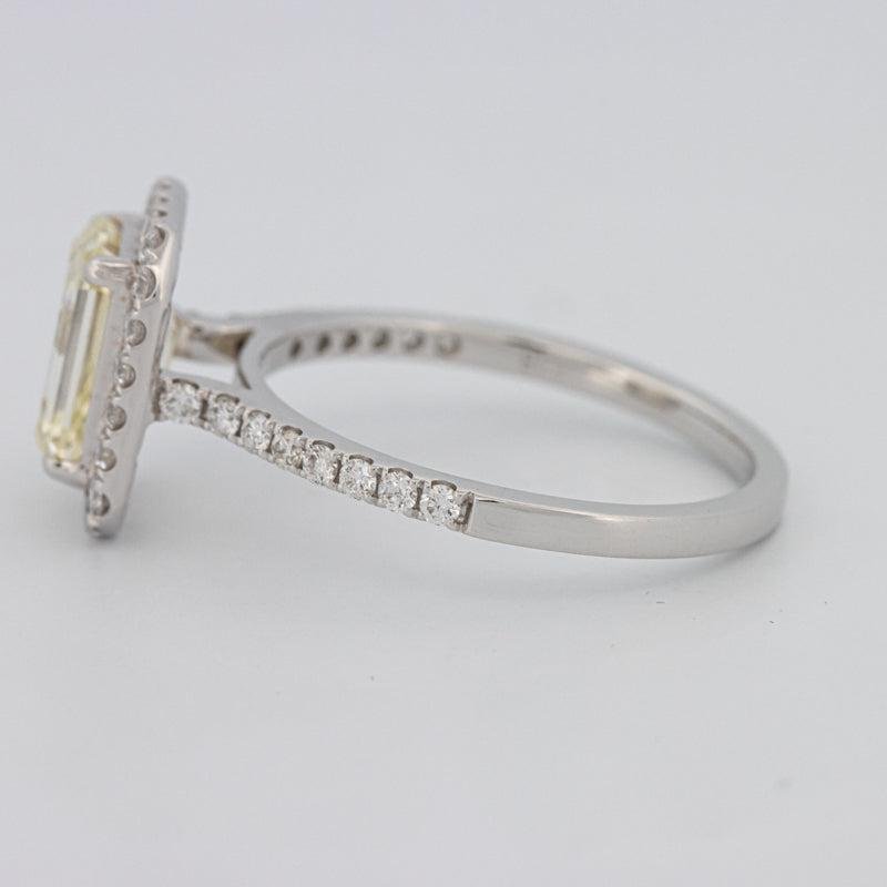 2 CT Fancy Light Yellow Emerald Cut Halo Solitaire - ZIZOV DIAMONDS