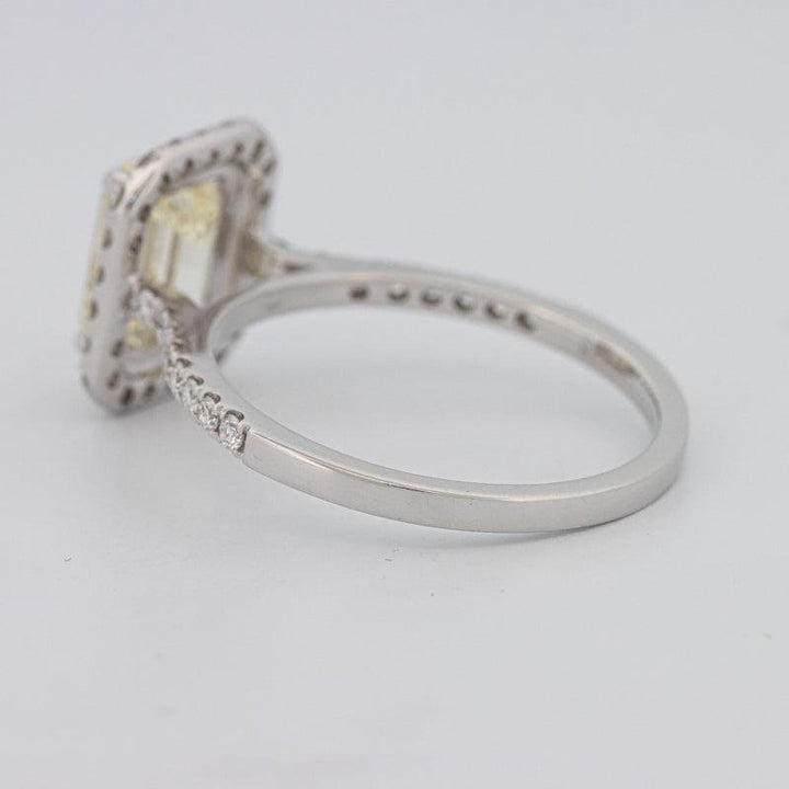 2 CT Fancy Light Yellow Emerald Cut Halo Solitaire - ZIZOV DIAMONDS