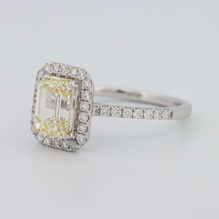 2 CT Fancy Light Yellow Emerald Cut Halo Solitaire - ZIZOV DIAMONDS