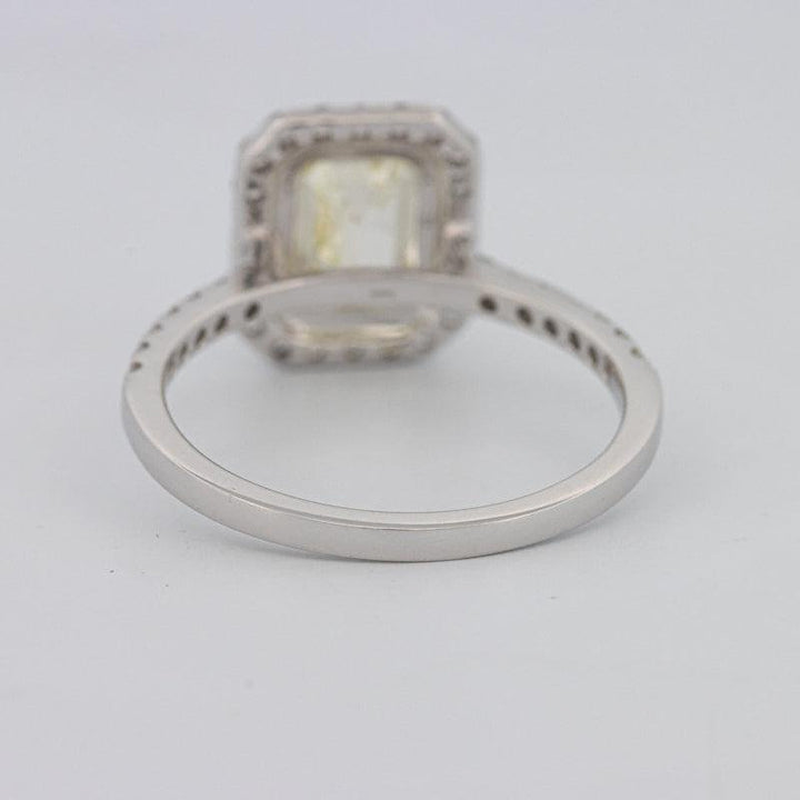 2 CT Fancy Light Yellow Emerald Cut Halo Solitaire - ZIZOV DIAMONDS