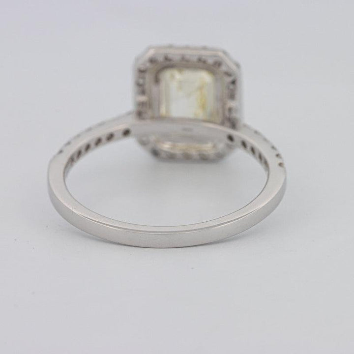 2 CT Fancy Light Yellow Emerald Cut Halo Solitaire - ZIZOV DIAMONDS