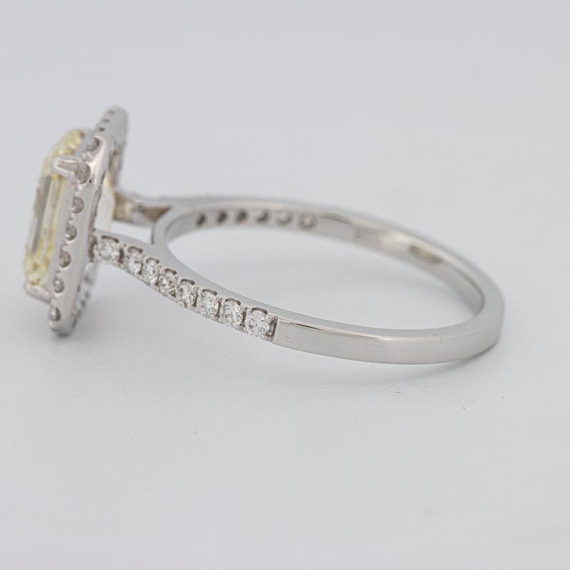 2 CT Fancy Light Yellow Emerald Cut Halo Solitaire - ZIZOV DIAMONDS