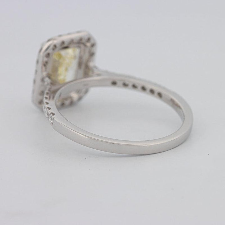 2 CT Fancy Light Yellow Emerald Cut Halo Solitaire - ZIZOV DIAMONDS