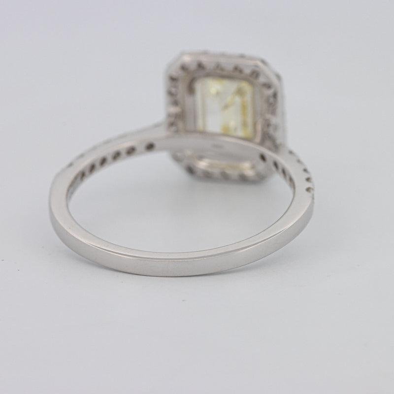 2 CT Fancy Light Yellow Emerald Cut Halo Solitaire - ZIZOV DIAMONDS
