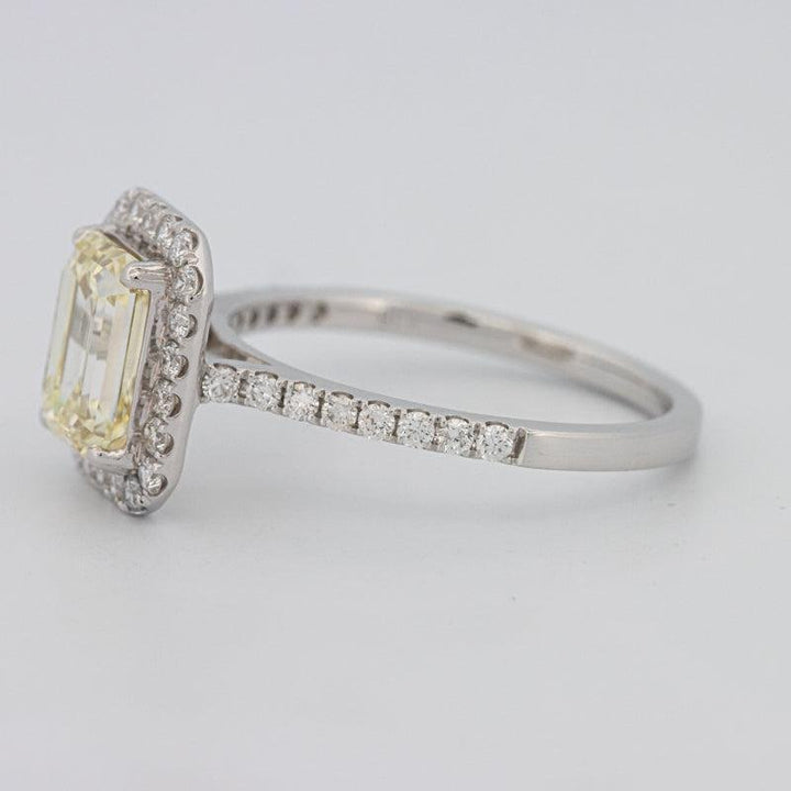 2 CT Fancy Light Yellow Emerald Cut Halo Solitaire - ZIZOV DIAMONDS