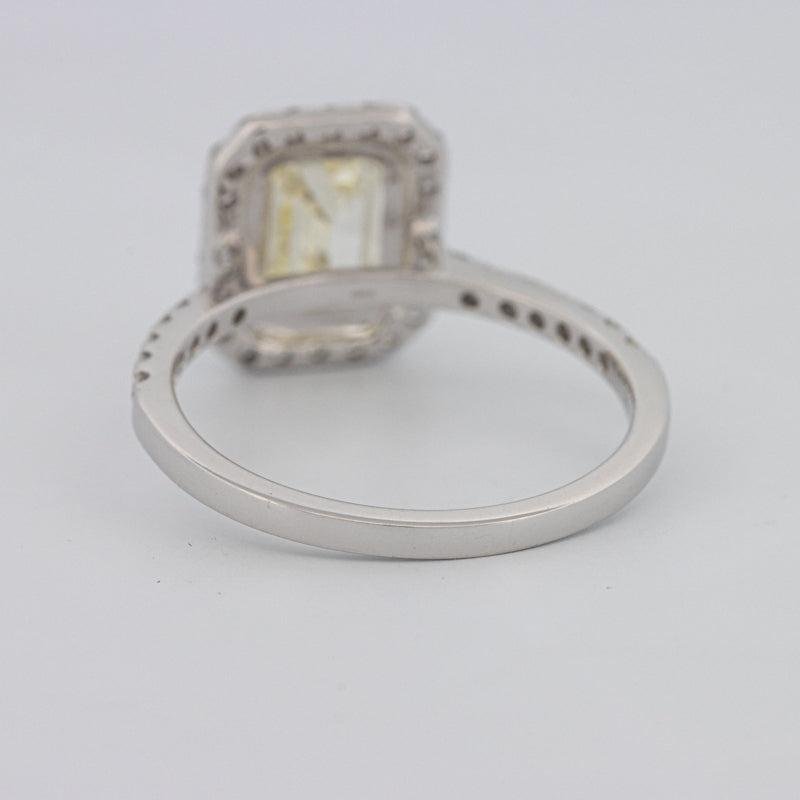 2 CT Fancy Light Yellow Emerald Cut Halo Solitaire - ZIZOV DIAMONDS