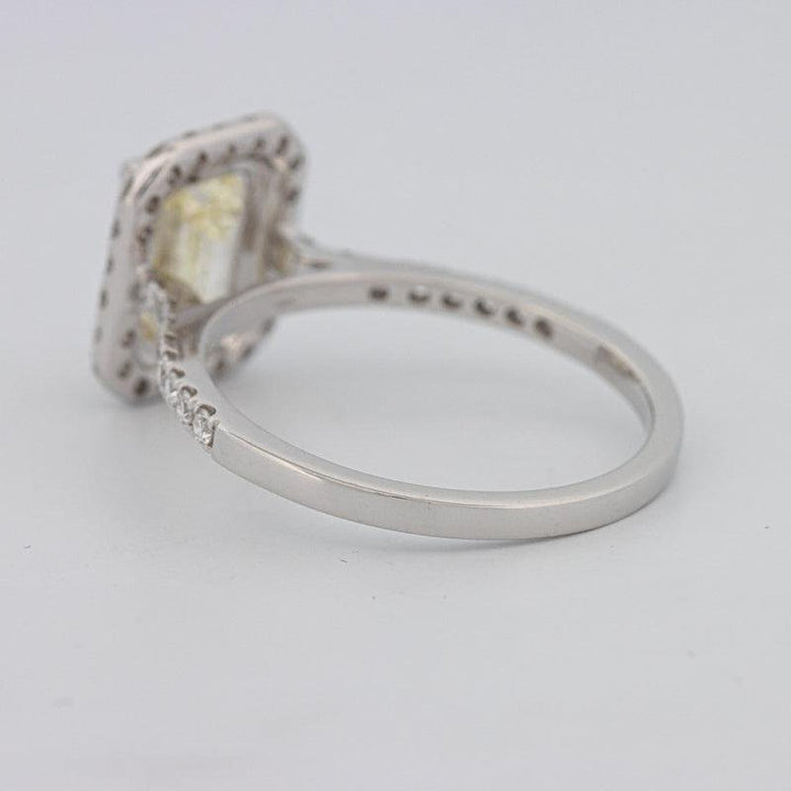 2 CT Fancy Light Yellow Emerald Cut Halo Solitaire - ZIZOV DIAMONDS