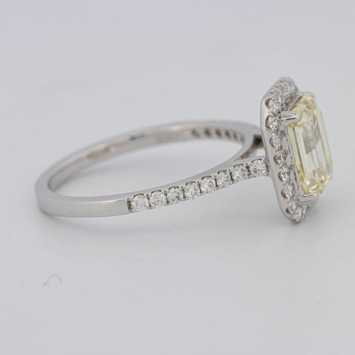 2 CT Fancy Light Yellow Emerald Cut Halo Solitaire - ZIZOV DIAMONDS