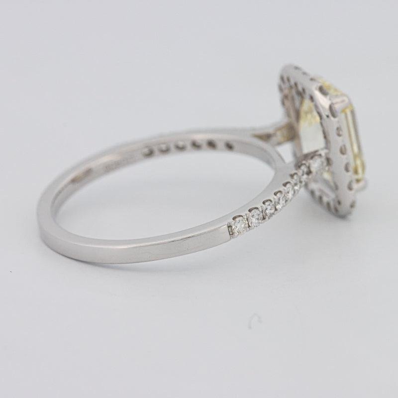 2 CT Fancy Light Yellow Emerald Cut Halo Solitaire - ZIZOV DIAMONDS