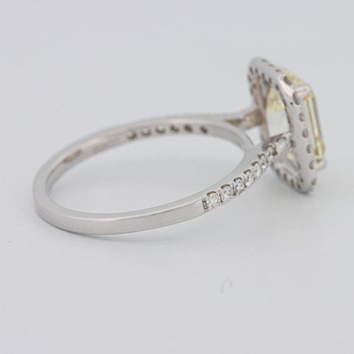 2 CT Fancy Light Yellow Emerald Cut Halo Solitaire - ZIZOV DIAMONDS