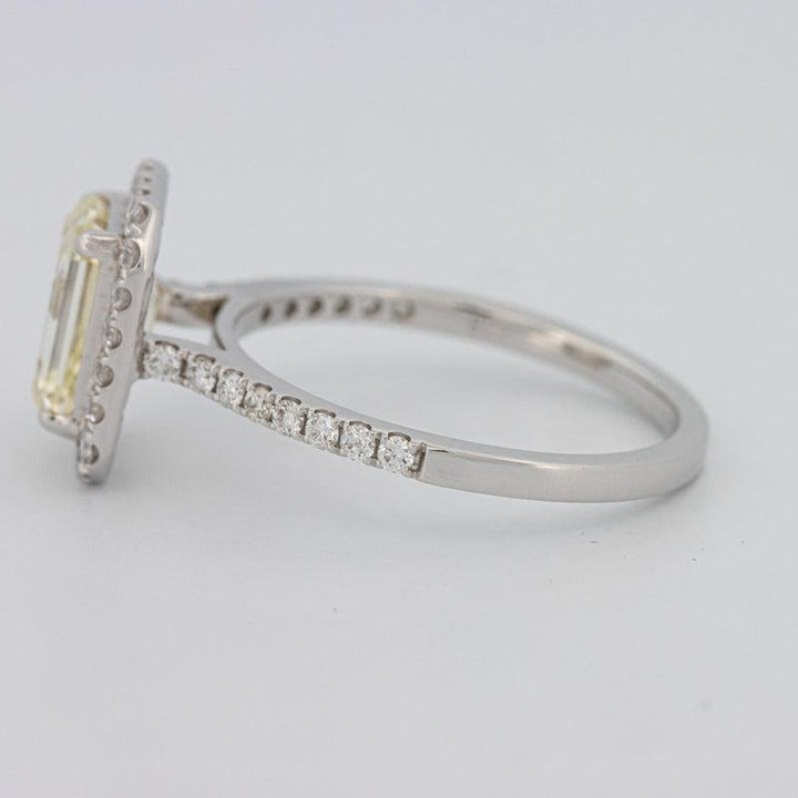 2 CT Fancy Light Yellow Emerald Cut Halo Solitaire - ZIZOV DIAMONDS