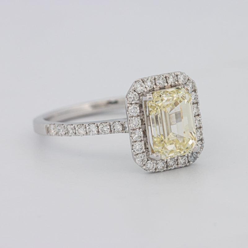 2 CT Fancy Light Yellow Emerald Cut Halo Solitaire - ZIZOV DIAMONDS