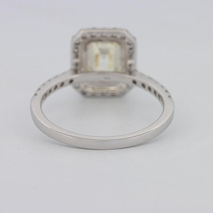 2 CT Fancy Light Yellow Emerald Cut Halo Solitaire - ZIZOV DIAMONDS