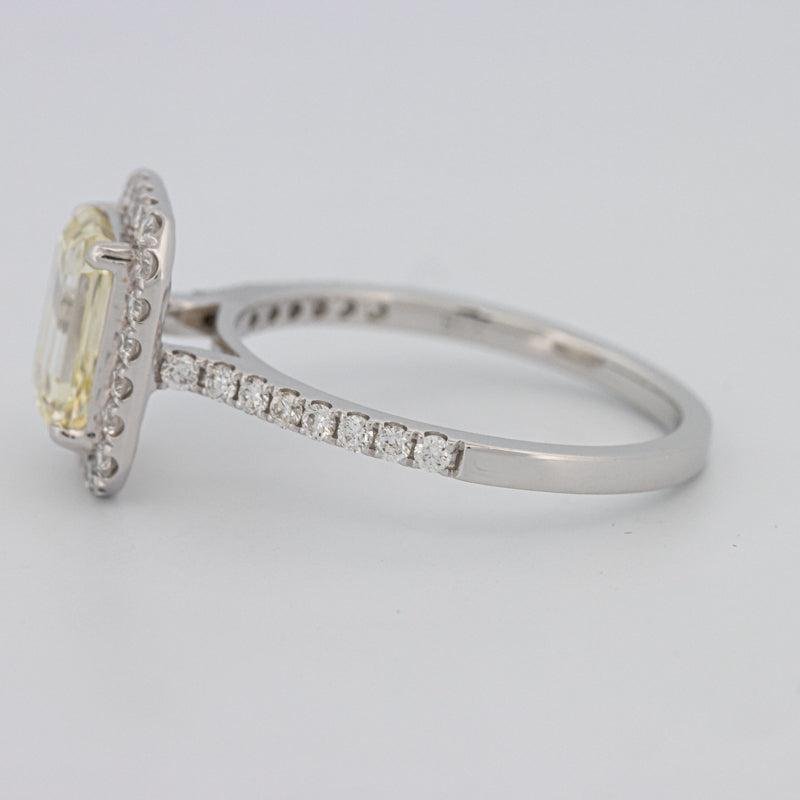 2 CT Fancy Light Yellow Emerald Cut Halo Solitaire - ZIZOV DIAMONDS
