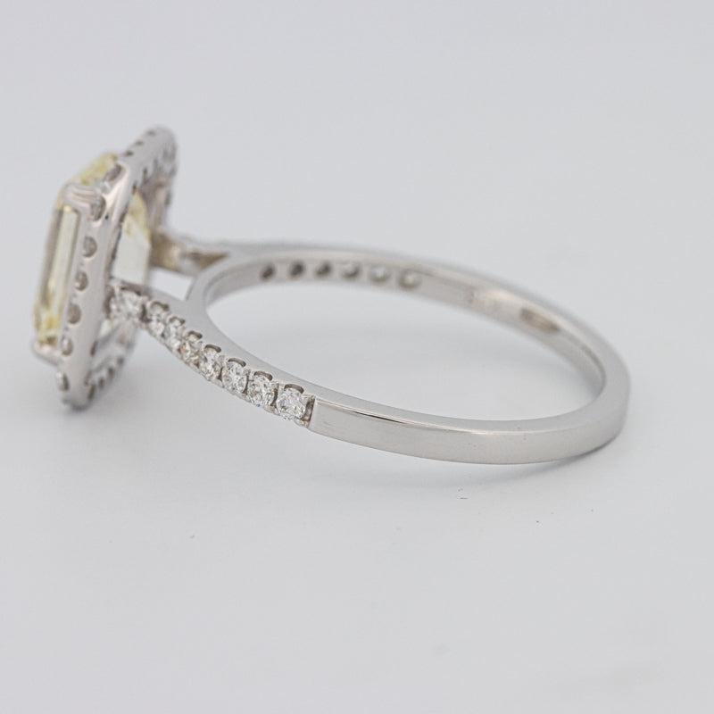 2 CT Fancy Light Yellow Emerald Cut Halo Solitaire - ZIZOV DIAMONDS