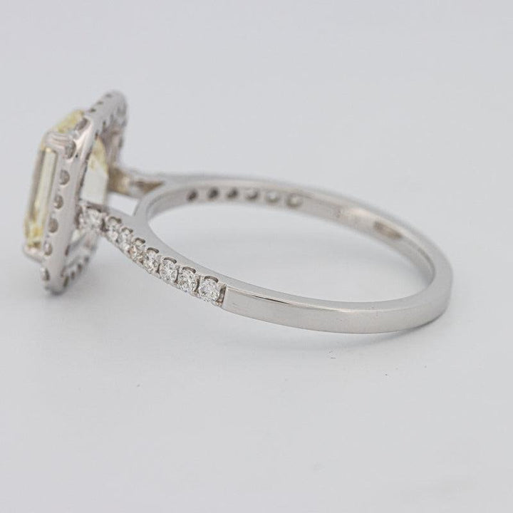 2 CT Fancy Light Yellow Emerald Cut Halo Solitaire - ZIZOV DIAMONDS