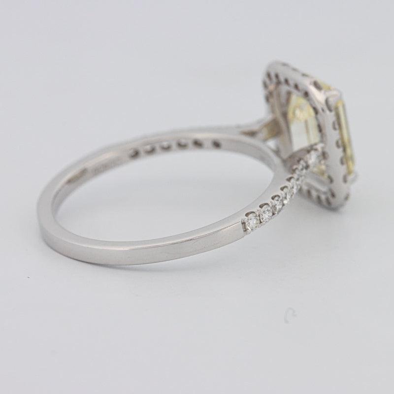 2 CT Fancy Light Yellow Emerald Cut Halo Solitaire - ZIZOV DIAMONDS
