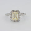2 CT Fancy Light Yellow Emerald Cut Halo Solitaire - ZIZOV DIAMONDS