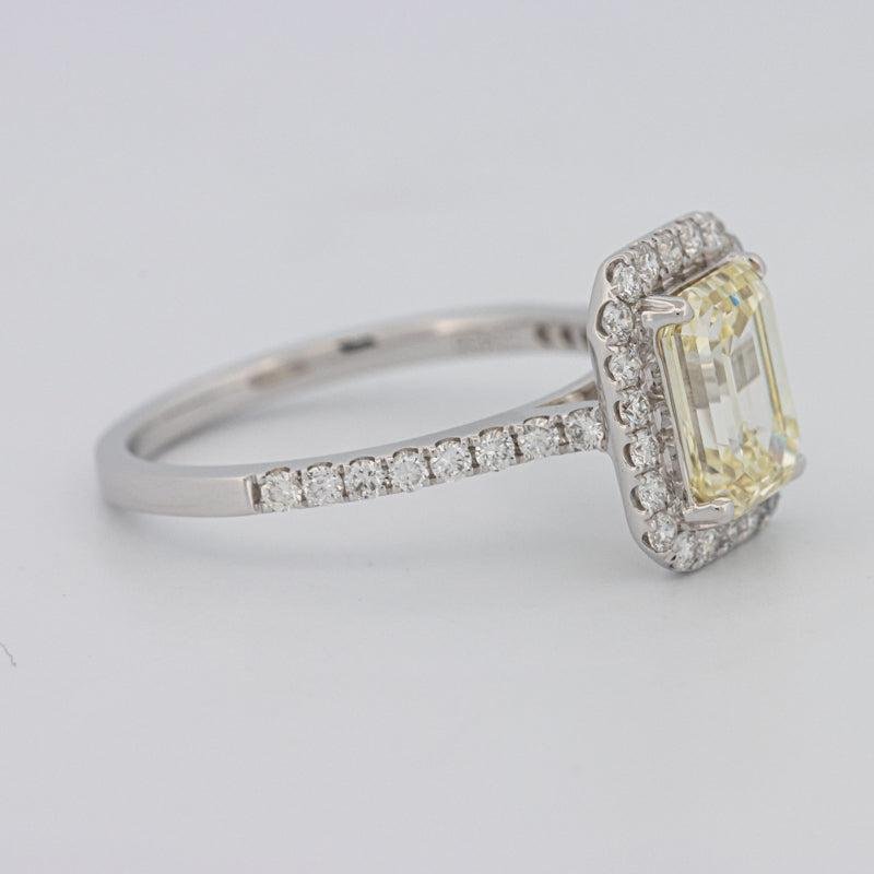 2 CT Fancy Light Yellow Emerald Cut Halo Solitaire - ZIZOV DIAMONDS