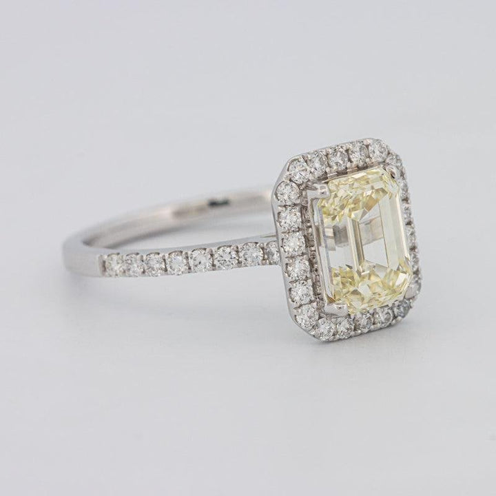 2 CT Fancy Light Yellow Emerald Cut Halo Solitaire - ZIZOV DIAMONDS