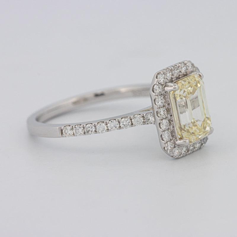 2 CT Fancy Light Yellow Emerald Cut Halo Solitaire - ZIZOV DIAMONDS