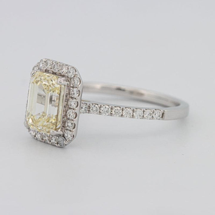 2 CT Fancy Light Yellow Emerald Cut Halo Solitaire - ZIZOV DIAMONDS