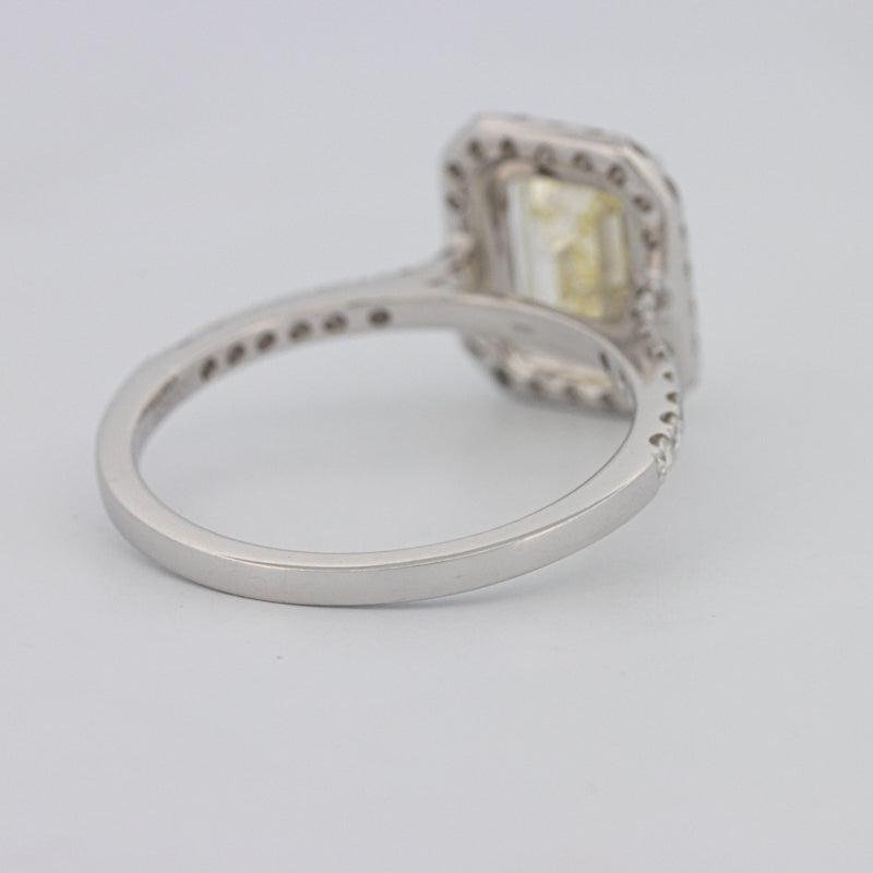 2 CT Fancy Light Yellow Emerald Cut Halo Solitaire - ZIZOV DIAMONDS
