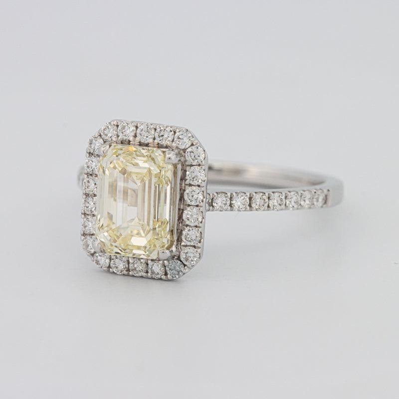 2 CT Fancy Light Yellow Emerald Cut Halo Solitaire - ZIZOV DIAMONDS
