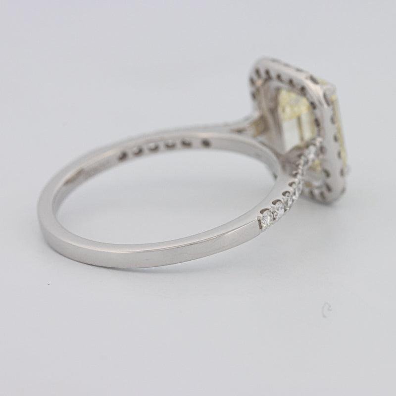 2 CT Fancy Light Yellow Emerald Cut Halo Solitaire - ZIZOV DIAMONDS
