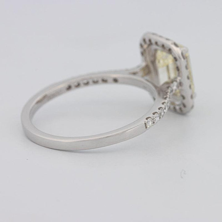 2 CT Fancy Light Yellow Emerald Cut Halo Solitaire - ZIZOV DIAMONDS