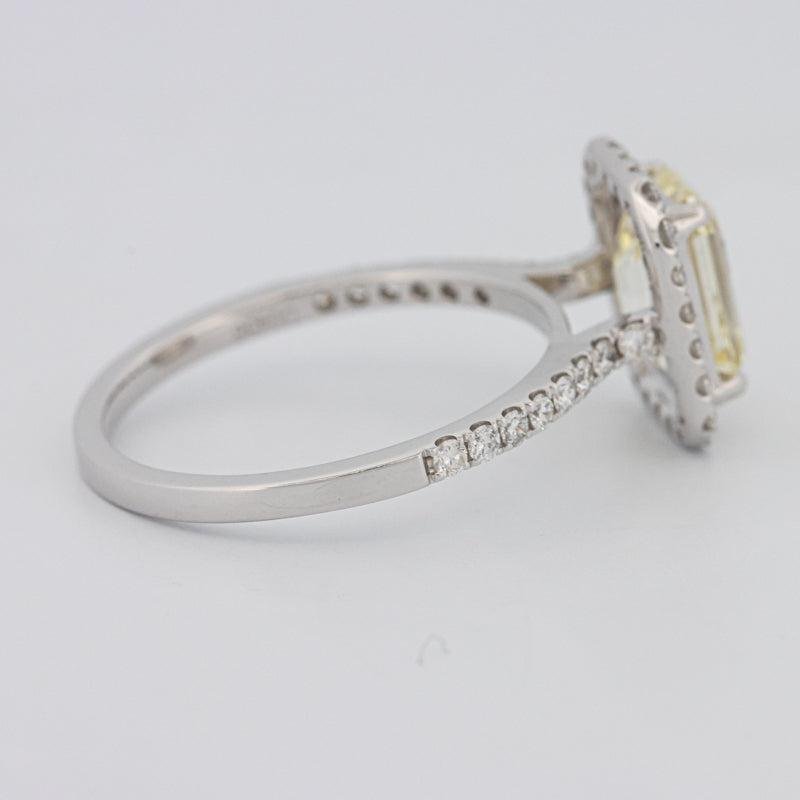 2 CT Fancy Light Yellow Emerald Cut Halo Solitaire - ZIZOV DIAMONDS