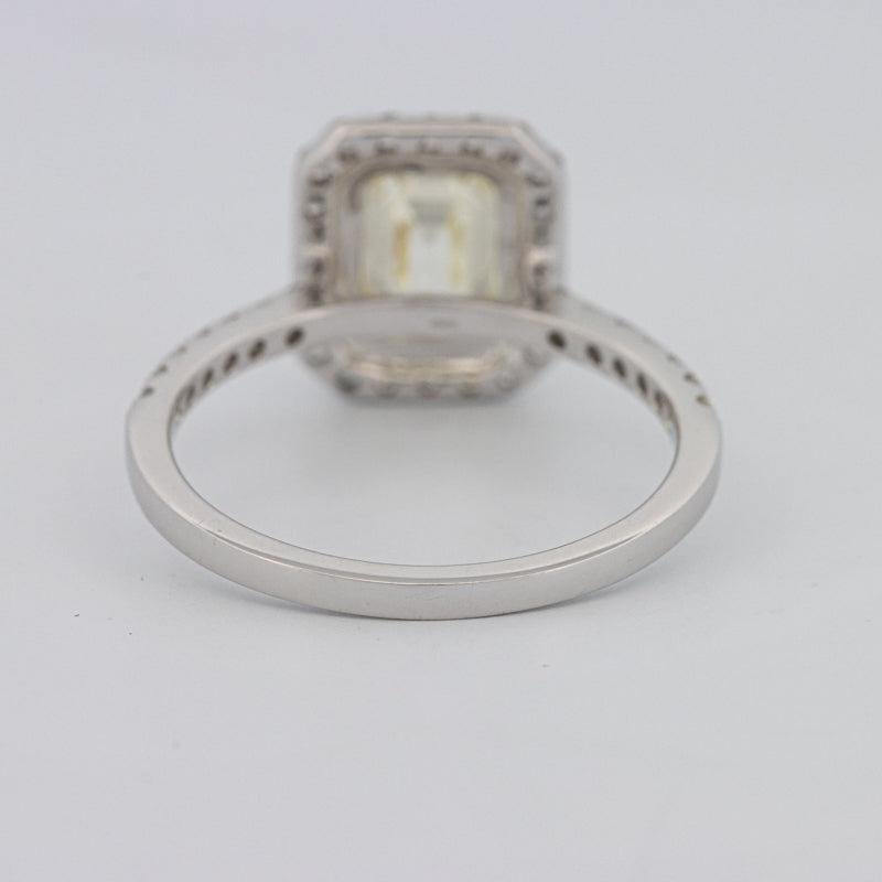 2 CT Fancy Light Yellow Emerald Cut Halo Solitaire - ZIZOV DIAMONDS