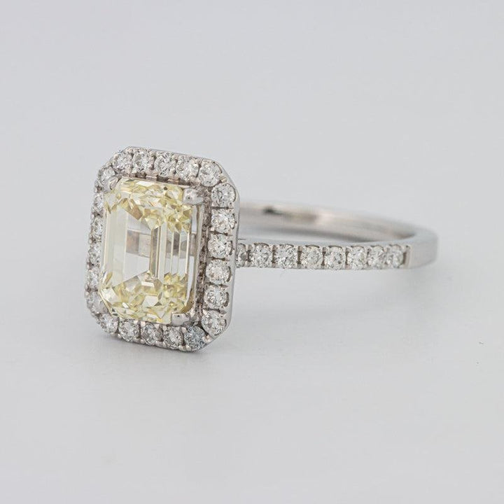 2 CT Fancy Light Yellow Emerald Cut Halo Solitaire - ZIZOV DIAMONDS