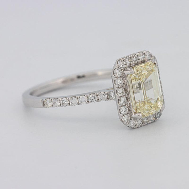 2 CT Fancy Light Yellow Emerald Cut Halo Solitaire - ZIZOV DIAMONDS