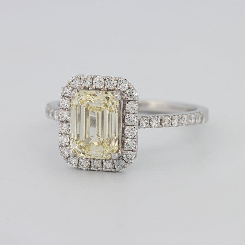 2 CT Fancy Light Yellow Emerald Cut Halo Solitaire - ZIZOV DIAMONDS