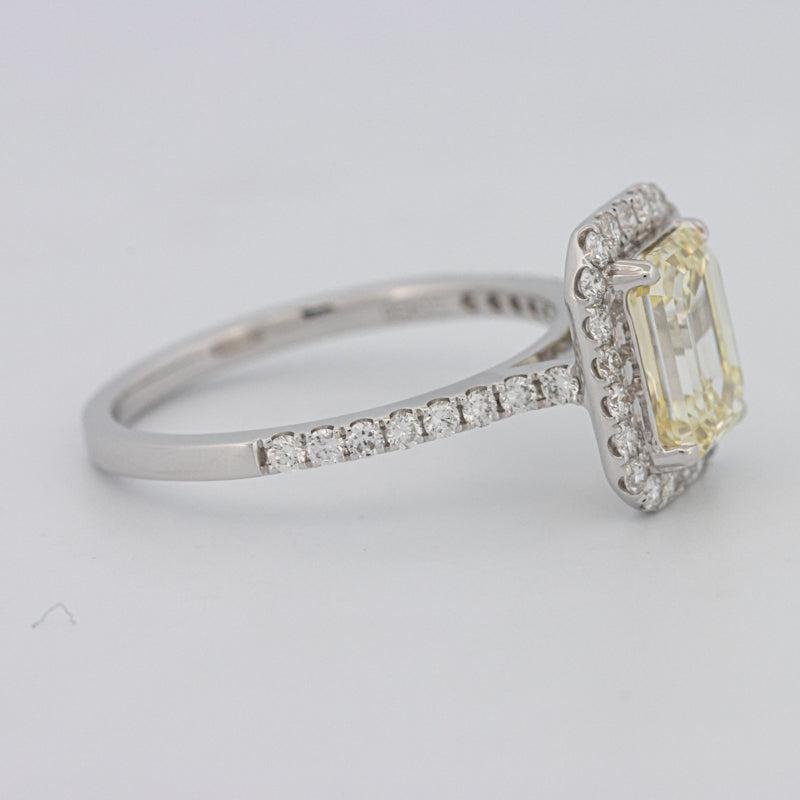 2 CT Fancy Light Yellow Emerald Cut Halo Solitaire - ZIZOV DIAMONDS