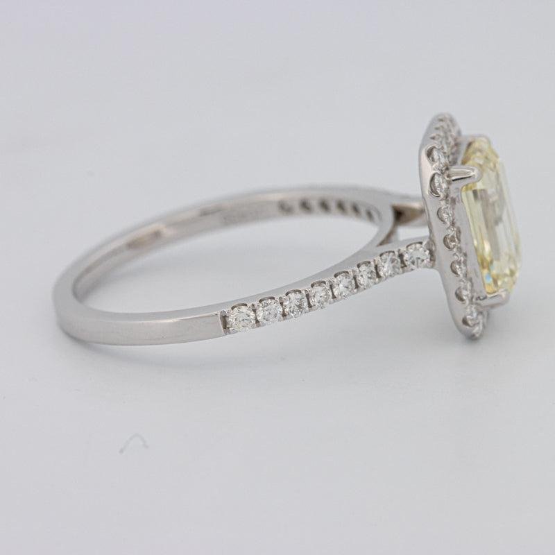 2 CT Fancy Light Yellow Emerald Cut Halo Solitaire - ZIZOV DIAMONDS