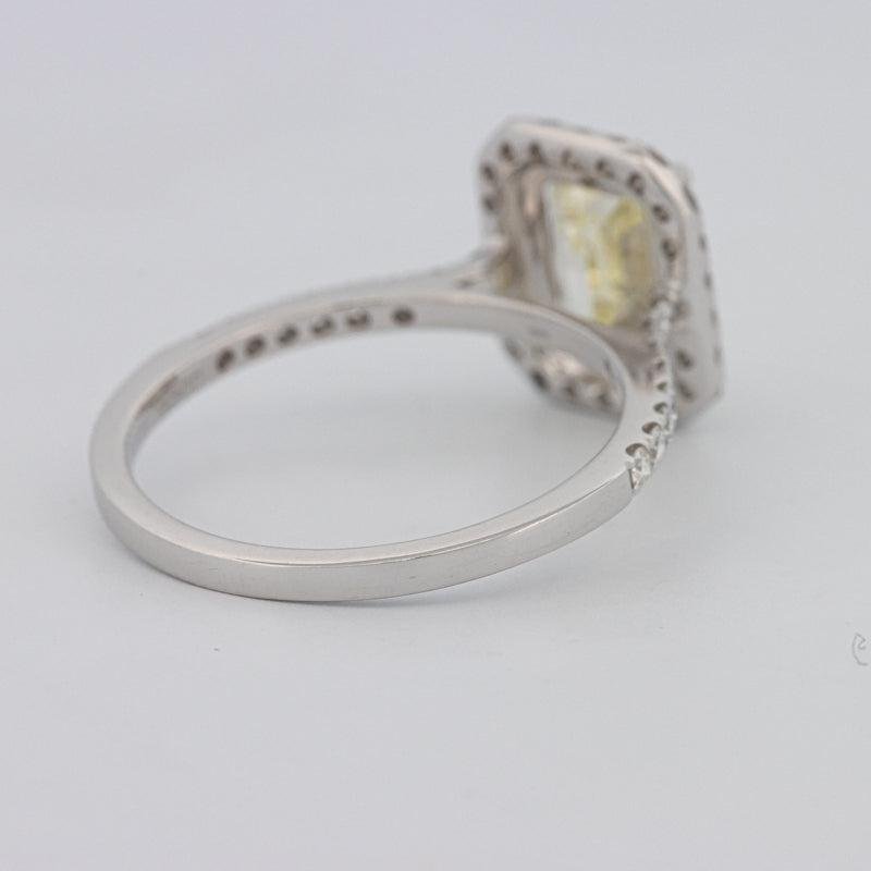 2 CT Fancy Light Yellow Emerald Cut Halo Solitaire - ZIZOV DIAMONDS