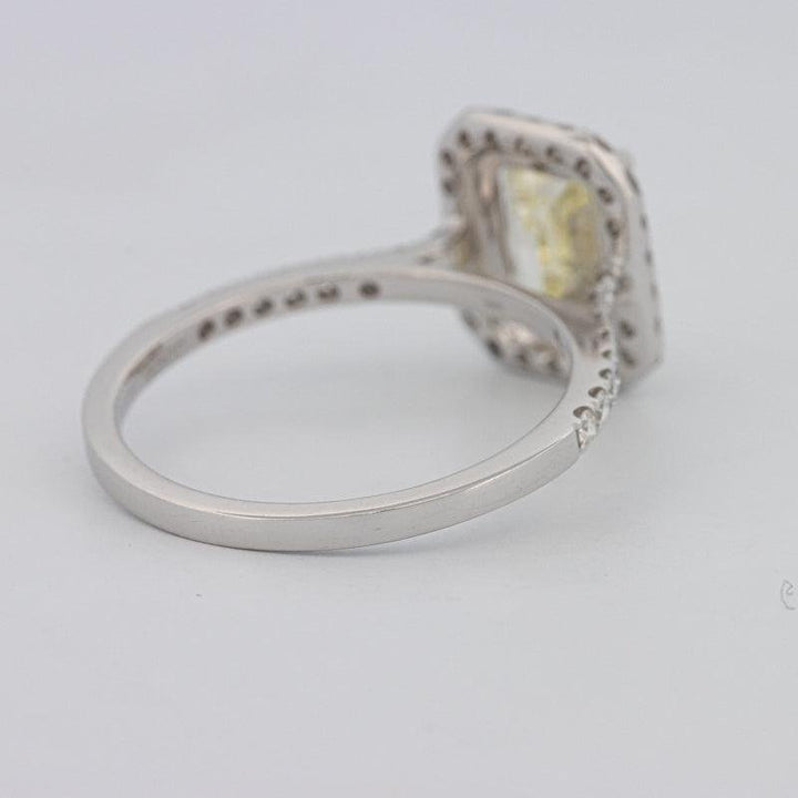 2 CT Fancy Light Yellow Emerald Cut Halo Solitaire - ZIZOV DIAMONDS