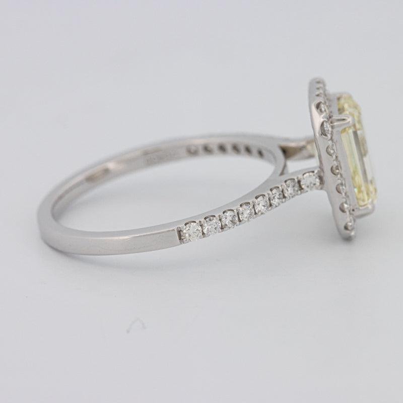 2 CT Fancy Light Yellow Emerald Cut Halo Solitaire - ZIZOV DIAMONDS