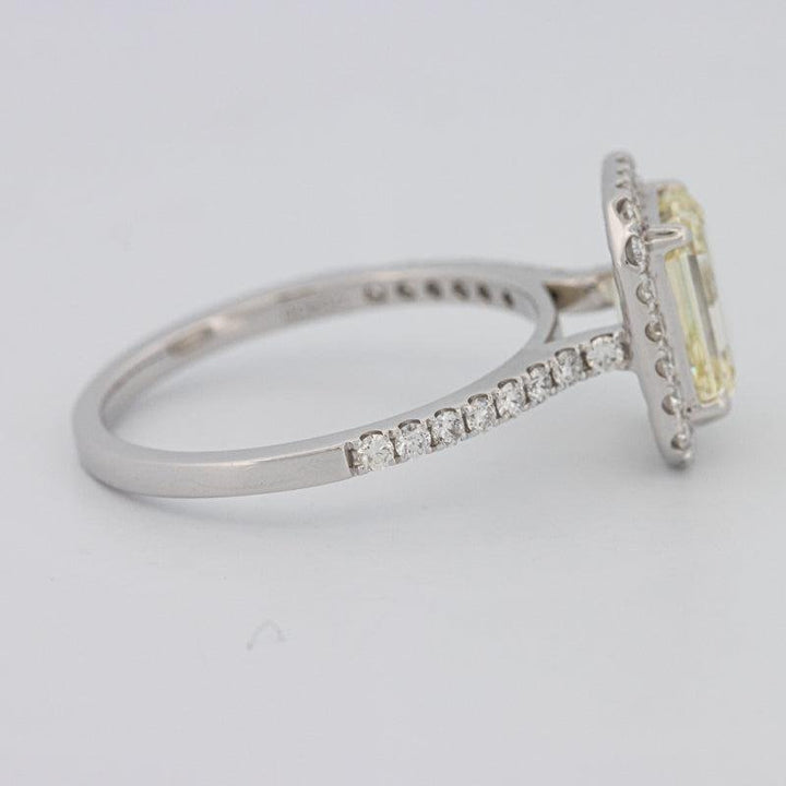 2 CT Fancy Light Yellow Emerald Cut Halo Solitaire - ZIZOV DIAMONDS